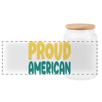 Pround american typograohy - Panoramic Cookie Jar with Wooden Lid - white - Front