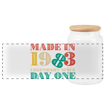 Made in 1993: Legendary Since Day One - Panoramic Cookie Jar with Wooden Lid - white - Front