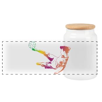 Soccer Sketch - Panoramic Cookie Jar with Wooden Lid - white - Front
