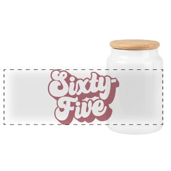 Sixty-five 65th Birthday Women Her 65 Years Old - Panoramic Cookie Jar with Wooden Lid - white - Front