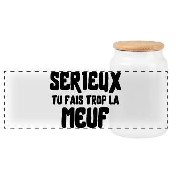 meuf, cité, femme humour - Boîte à biscuits avec couvercle en bois - blanc - Devant