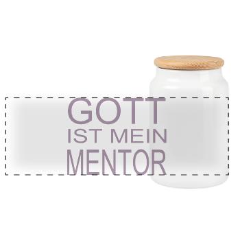 Gott ist mein Mentor - Panorama Keksdose mit Holzdeckel - Weiß - Vorne