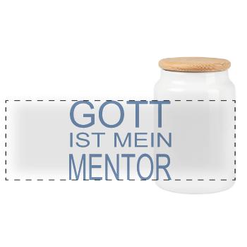 Gott ist mein Mentor - Panorama Keksdose mit Holzdeckel - Weiß - Vorne