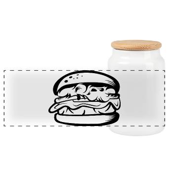 burger shop shop food food fast food icon - Panoramic Cookie Jar with Wooden Lid - white - Front