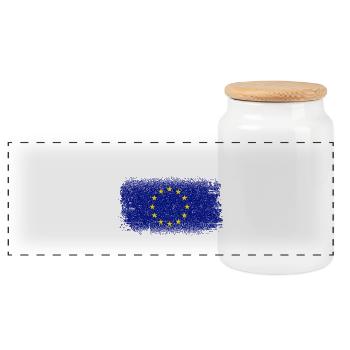 Brosse à drapeau du cercle européen - Boîte à biscuits avec couvercle en bois - blanc - Devant