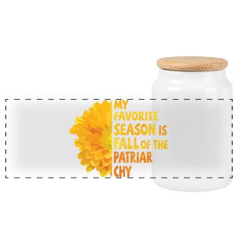 My favorite season is Fall of the Patriarchy - Panoramic Cookie Jar with Wooden Lid - white - Front