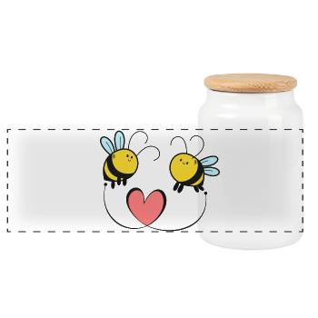 Bienen Liebe Hochzeit - Panorama Keksdose mit Holzdeckel - Weiß - Vorne