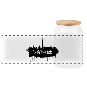 Dortmund Graffiti Skyline - Boîte à biscuits avec couvercle en bois - blanc - Devant