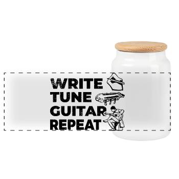 L’amour du guitariste - Boîte à biscuits avec couvercle en bois - blanc - Devant