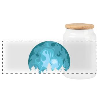 moon, forest, tranquility, relaxation, hiking, nature, symbol - Panoramic Cookie Jar with Wooden Lid - white - Front