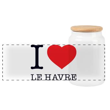 I LOVE LE HAVRE - Panoramic Cookie Jar with Wooden Lid - white - Front