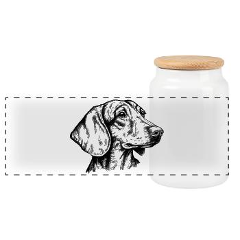 Portrait de teckel à poil court - Boîte à biscuits avec couvercle en bois - blanc - Devant