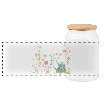 Laissez-le pousser des fleurs de jardin printanières - Boîte à biscuits avec couvercle en bois - blanc - Devant