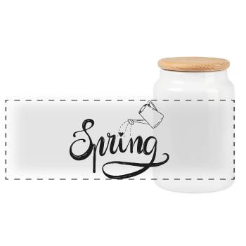 spring frühlingsbeginn garten gießen beet liebe - Panorama Keksdose mit Holzdeckel - Weiß - Vorne