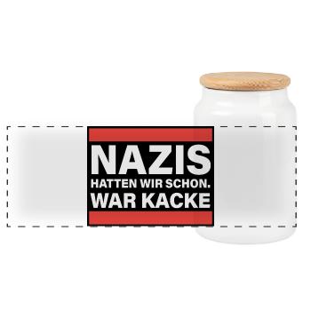 Nazis hatten wir schon war Kacke - Panorama Keksdose mit Holzdeckel - Weiß - Vorne