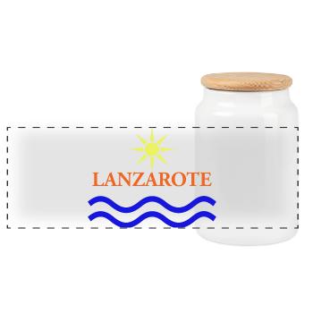 LANZAROTE-Iles Canaries-Espagne - Boîte à biscuits avec couvercle en bois - blanc - Devant