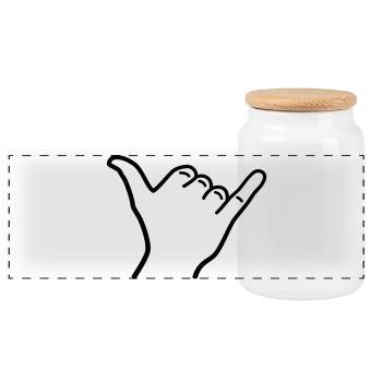 Shaka Hand Symbol Umriss surfen Hawaii Gruß - Panorama Keksdose mit Holzdeckel - Weiß - Vorne