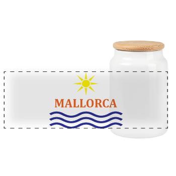 Sun and Waves Mallorca Motif - Panoramic Cookie Jar with Wooden Lid - white - Front