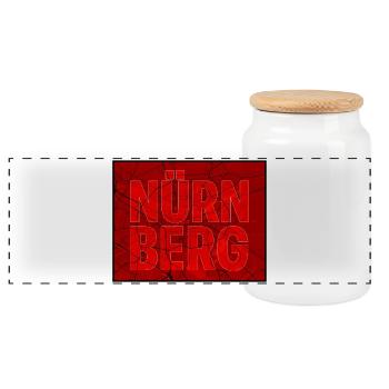 Nürnberg Konturen Rot - Panorama Keksdose mit Holzdeckel - Weiß - Vorne