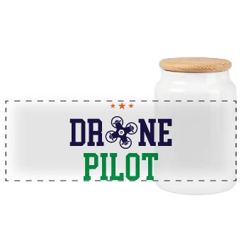 Pilote de drone - Boîte à biscuits avec couvercle en bois - blanc - Devant