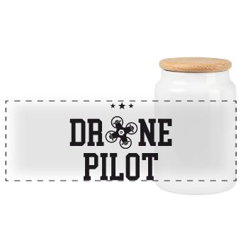 Pilote de drone - Boîte à biscuits avec couvercle en bois - blanc - Devant