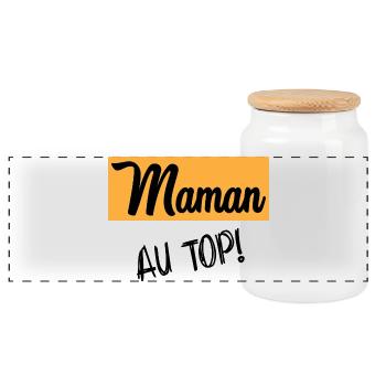 MAMAN. FÊTE DES MÈRES. BONNE FÊTE MAMAN - Boîte à biscuits avec couvercle en bois - blanc - Devant