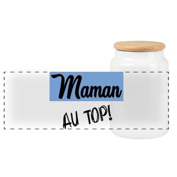 MOTHER'S DAY. HAPPY MOTHER'S DAY. MOM - Panoramic Cookie Jar with Wooden Lid - white - Front