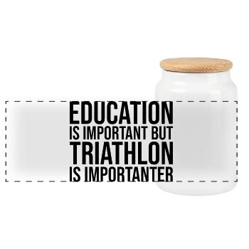 Triathlon - Panorama Keksdose mit Holzdeckel - Weiß - Vorne