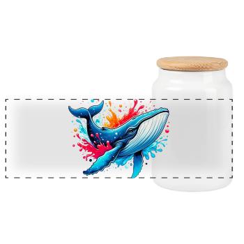 Baleine - Boîte à biscuits avec couvercle en bois - blanc - Devant