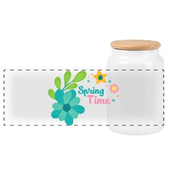 Spring Time Frühlingsshirt für die ganze Familie - Panorama Keksdose mit Holzdeckel - Weiß - Vorne