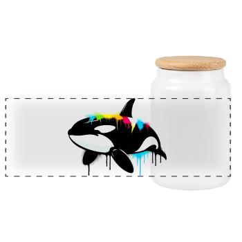 Killer whale - Panoramic Cookie Jar with Wooden Lid - white - Front