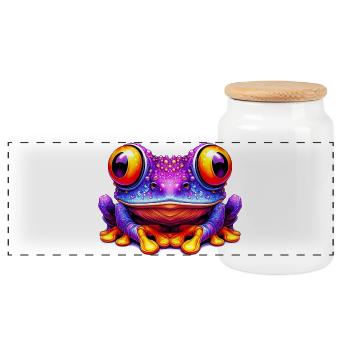 Grenouille - Boîte à biscuits avec couvercle en bois - blanc - Devant