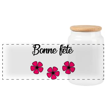 MOTHER'S DAY. HAPPY MOTHER'S DAY. MOM - Panoramic Cookie Jar with Wooden Lid - white - Front