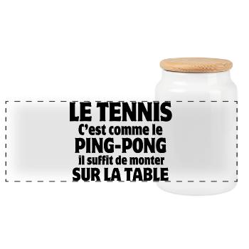 tennis, tennis humour, ping-pong - Boîte à biscuits avec couvercle en bois - blanc - Devant