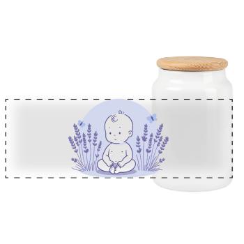 Bébé en lavande - Boîte à biscuits avec couvercle en bois - blanc - Devant