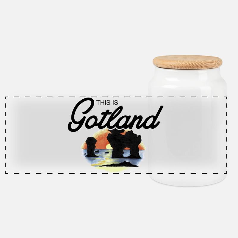 This Is Gotland - Rauk - Panoramic Cookie Jar with Wooden Lid - white