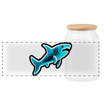 Requin - Boîte à biscuits avec couvercle en bois - blanc - Devant