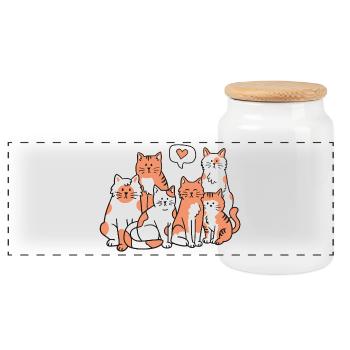 Katzen Katzenliebhaber - Panorama Keksdose mit Holzdeckel - Weiß - Vorne