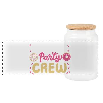 Donut-Party-Matching - Panorama Keksdose mit Holzdeckel - Weiß - Vorne