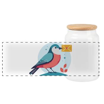 letter for you - Panoramic Cookie Jar with Wooden Lid - white - Front