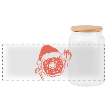 Donut Weihnachten - Panorama Keksdose mit Holzdeckel - Weiß - Vorne