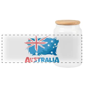 Logo de l’icône d’illustration de bande dessinée du drapeau de l’Australie - Boîte à biscuits avec couvercle en bois - blanc - Devant