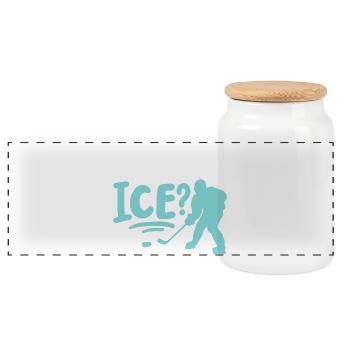 Eishockey - Panorama Keksdose mit Holzdeckel - Weiß - Vorne