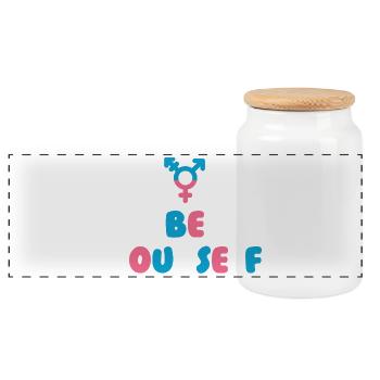 LGBT Pride Month - Transgender. Sei du selbst - Panorama Keksdose mit Holzdeckel - Weiß - Vorne