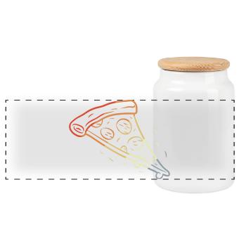 Retro Pizza Slice Sketch - Panoramic Cookie Jar with Wooden Lid - white - Front