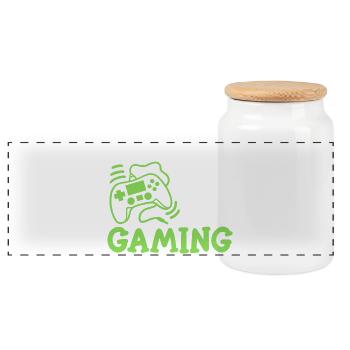 Gaming Gamer - Panorama Keksdose mit Holzdeckel - Weiß - Vorne