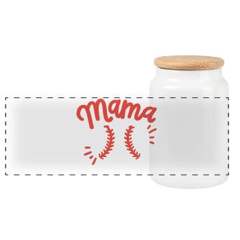 Baseball Mama - Panorama Keksdose mit Holzdeckel - Weiß - Vorne