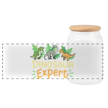 Dinosaurierliebhaber Dinosaurierexperte - Panorama Keksdose mit Holzdeckel - Weiß - Vorne