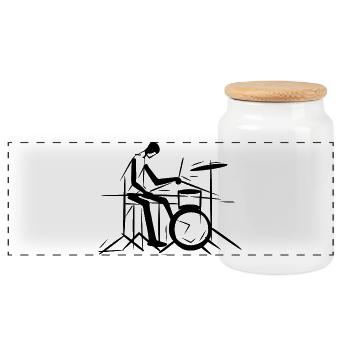 Tambours Musiciens - Boîte à biscuits avec couvercle en bois - blanc - Devant