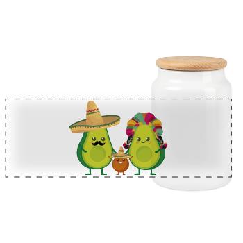 Avocat mexicain - Boîte à biscuits avec couvercle en bois - blanc - Devant